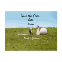 Golf Braun und Bräutigam mit Golf Ball Tee Hochzei