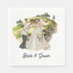 Golf Braut & Bräutigam heiraten auf Golfplatz Serviette