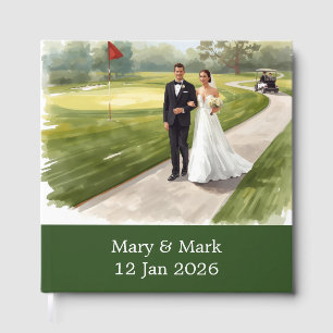 Golf-Braut und Bräutigam Hochzeit auf dem Golfplat Gästebuch