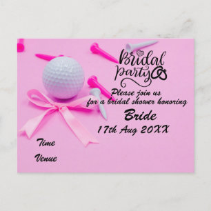 Golf Brautparty-Einladung Golfball auf rosa Po Postkarte