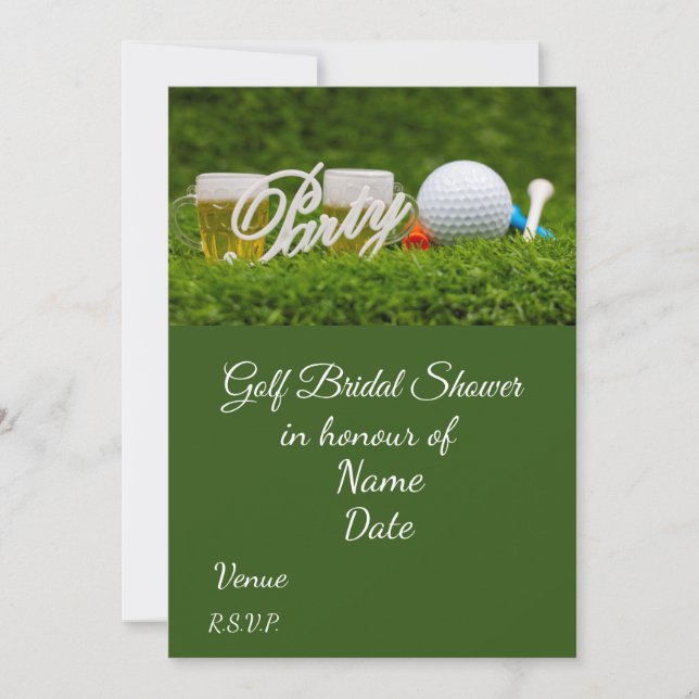 Golf Brautparty mit Golfball Save the Date Einladung (Vorderseite)