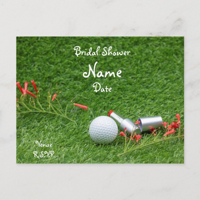 Golf Brautparty mit Golfball und Kosmetik Einladungspostkarte (Vorderseite)