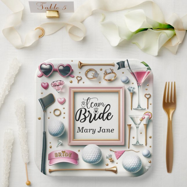 Golf-Brautparty zum Thema Golf Pappteller (Hochzeit)