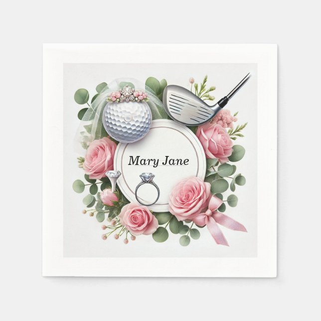 Golf-Brautparty zum Thema Golf Serviette (Vorderseite)