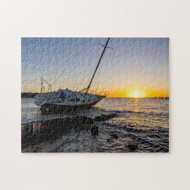 Golf Breeze Segelboot und Jetty Sunset Puzzle (Horizontal)