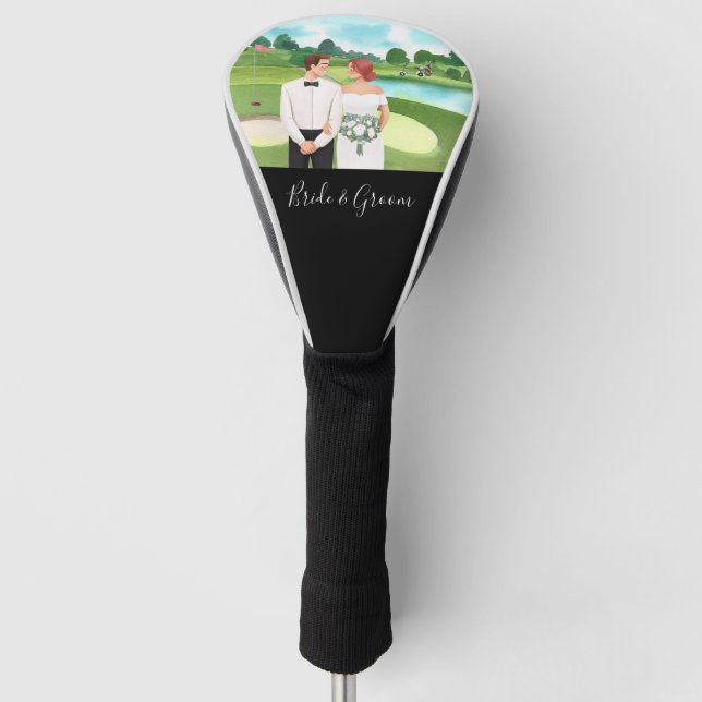 Golf Bride and Groom Hochzeit auf dem Golfplatz  Golf Headcover (Vorderseite)
