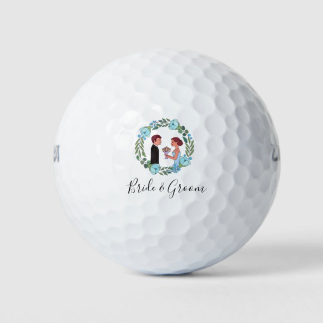Golf Bride and Groom Hochzeit Golf Balls Golfball (Vorderseite)