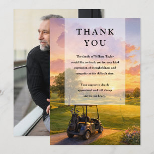 Golf Buggy Lebensfeier Beerdigungsfoto Dankeskarte