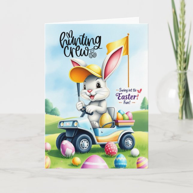 Golf Bunny Ribbit Golfer für Ostern Karte (Vorderseite)