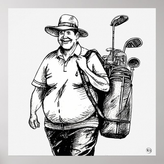 Golf Caddie - Golf Art Print Poster (Vorne)