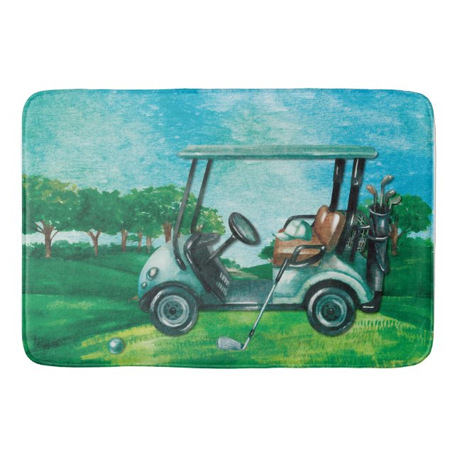 Golf Cart Ball Golfer Bath Badematte (Vorderseite)