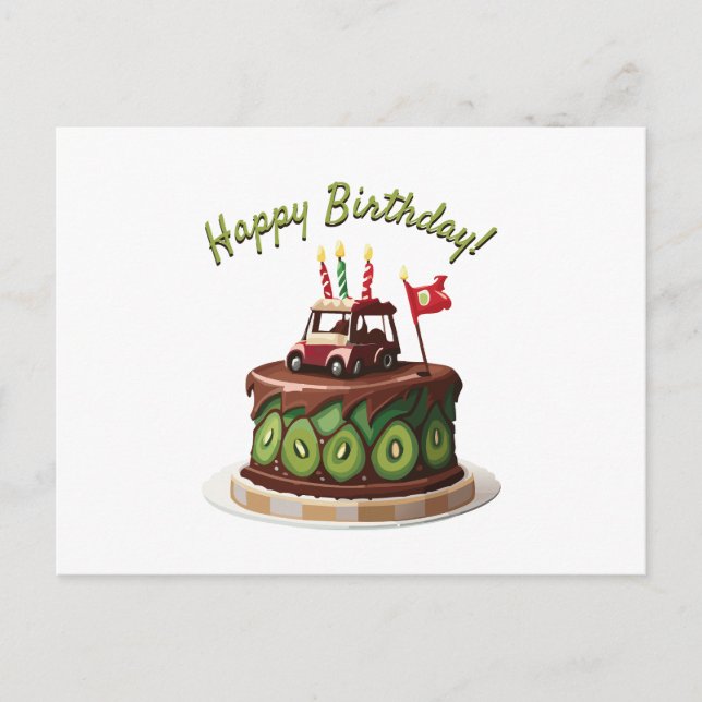Golf Cart Birthday Cake Postkarte (Vorderseite)