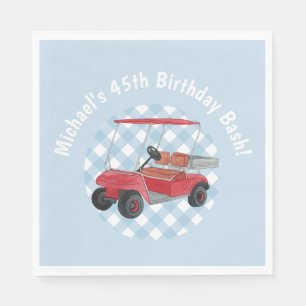 Golf Cart Blue White Preppy Country Club Serviette
