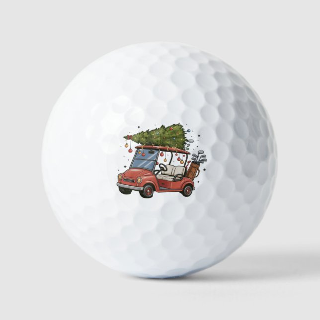 Golf Cart Christmas Tree Golf Lover Gift Golfball (Vorderseite)
