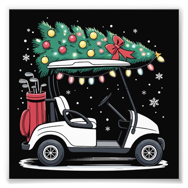 Golf Cart Christmas Tree Lights Xmas Sport Golfer  Fotodruck (Vorne)