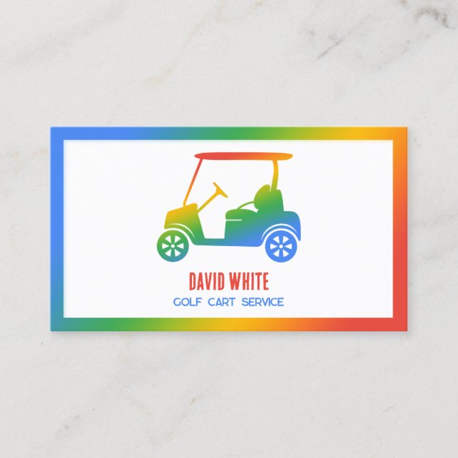 🏌️ ‍ ♂️ Golf Cart Colorous Custom QR Visitenkarte (Vorderseite)