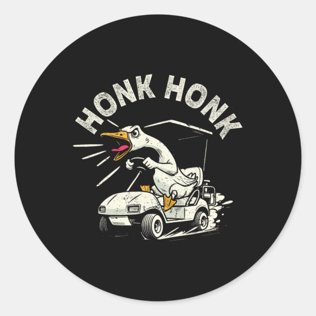 Golf Cart Driver Albern Goose Honk Honk Funny Golf Runder Aufkleber (Vorderseite)