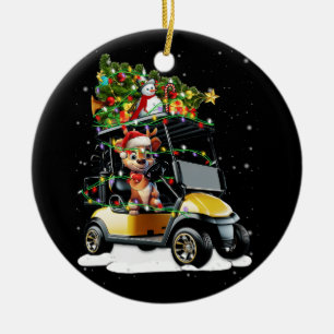 Golf Cart Frohe Weihnachtsbeleuchtung Xmas Sport G Keramik Ornament