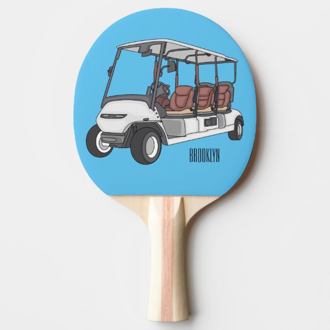 Golf cart / golf buggy cartoon illustration tischtennis schläger (Vorderseite)