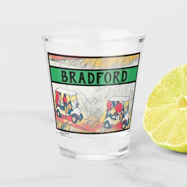 Golf Cart Golfer Spieler Name Vater Opa etc. Schnapsglas (Vorderseite)