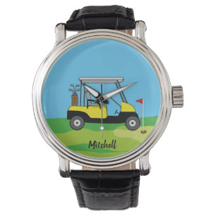 Golf Cart & Green Course Personalisiert Armbanduhr