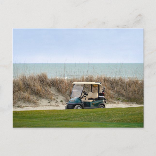 Golf Cart im achtzehnten Loch, Insel Kiawah Postkarte (Vorderseite)