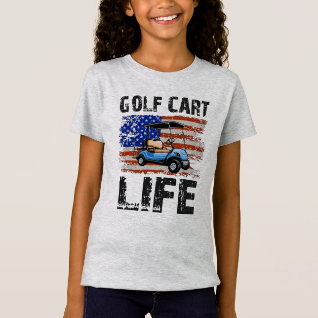 Golf Cart Life Funny Golf Cart mit US-Flagge T-Shirt (Vorderseite)
