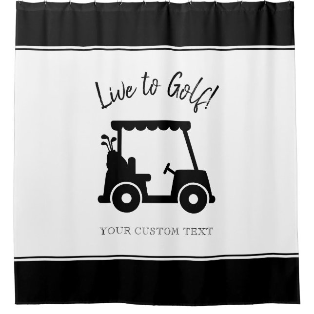 Golf Cart Live auf Golf | Custom Golfer Schwarz-we Duschvorhang (Vorderseite)