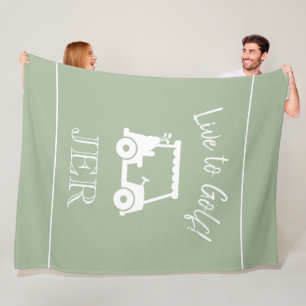 Golf Cart Live Golf Mit Monogramm Sage Green Fleecedecke