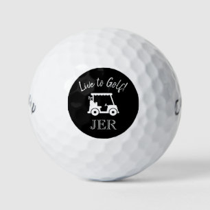 Golf Cart Live to Golf monogrammierte Initialen Sc Golfball