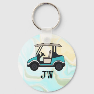 Golf Cart mit Monogramm für Golfer Schlüsselanhänger
