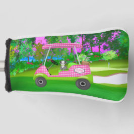Golf Cart mit Niedlichem Schnauzer und Initialen Golf Headcover