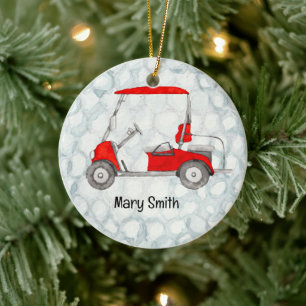 Golf Cart on Golf Ball Hintergrund Keramik Ornament