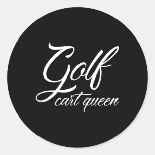 Golf Cart Queen Female Golfer Runder Aufkleber
