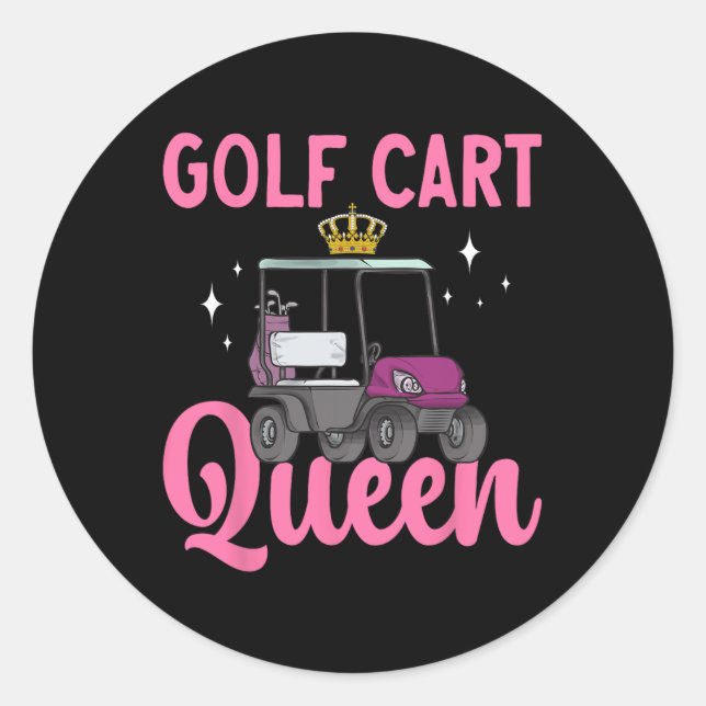 Golf Cart Queen Golfer Golf Cart Runder Aufkleber (Vorderseite)