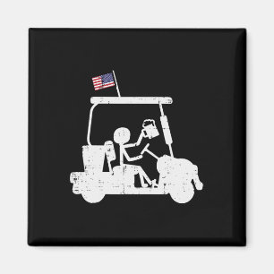 Golf Cart Us Flag Funny Golfing Patriotic Golfer D Magnet