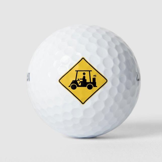 Golf Cart Vorsicht Schild Golfball (Vorderseite)