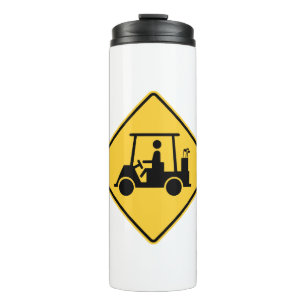 Golf Cart Vorsicht Schild Thermosbecher