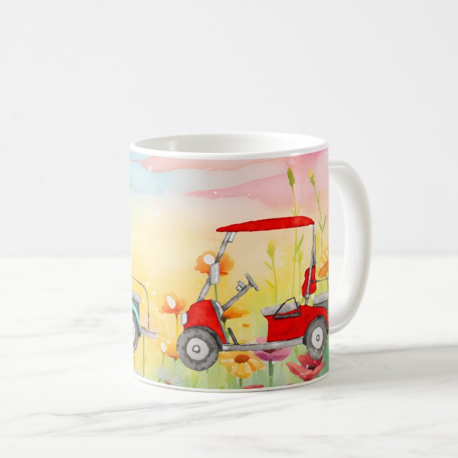 Golf Cart Watercolor Kaffeetasse (VorderseiteRechts)