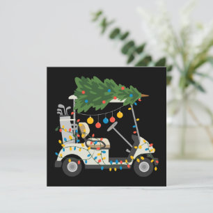 Golf Cart Weihnachtsbaum Lichter Xmas Sport Golfer Feiertagskarte