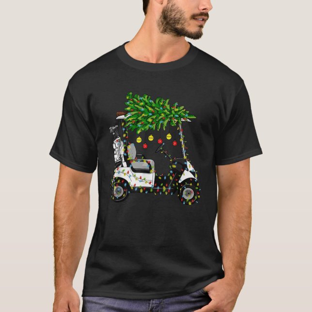 Golf Cart Weihnachtsbaum Lichter Xmas Sport Golfer T-Shirt (Vorderseite)