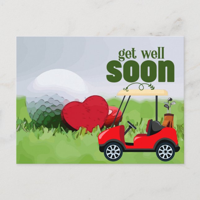 Golf Cart wird bald zum Erfolg für Golfer Card Postkarte (Vorderseite)