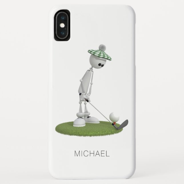 Golf Cartoon T-Shirt Personalisierter Name | Golf Case-Mate iPhone Hülle (Rückseite)