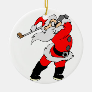 Golf-Cartoon-Weihnachten Sankt Keramikornament