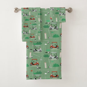 Golf Carts Modernes Golfer Golf Theme Muster Badhandtuch Set