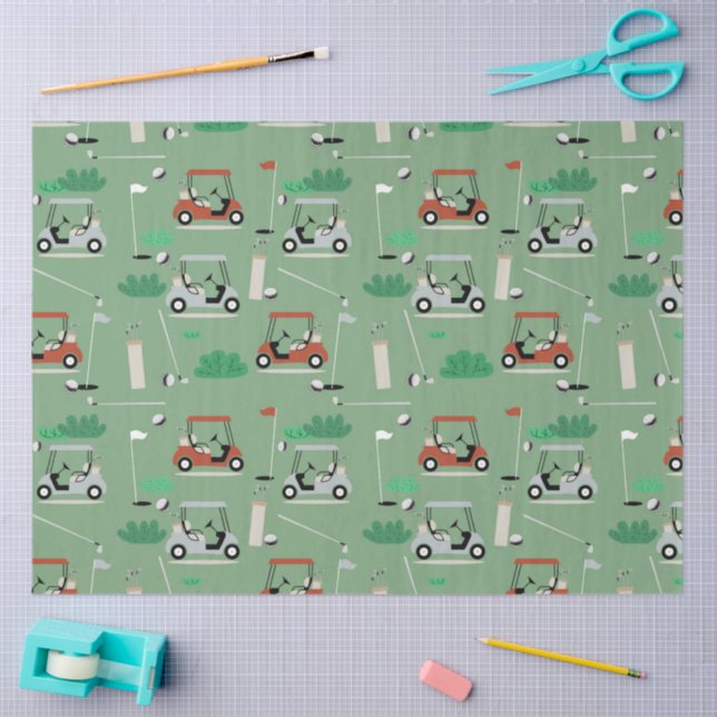Golf Carts Modernes Golfer Golf Theme Muster Seidenpapier (Basteln)