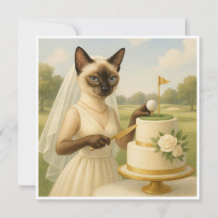 Golf Cat brie Golfer schneidet Kuchen Bachelorette Einladung
