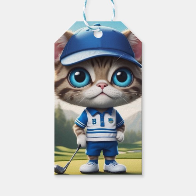 Golf Cat Geschenkanhänger (Vorderseite)