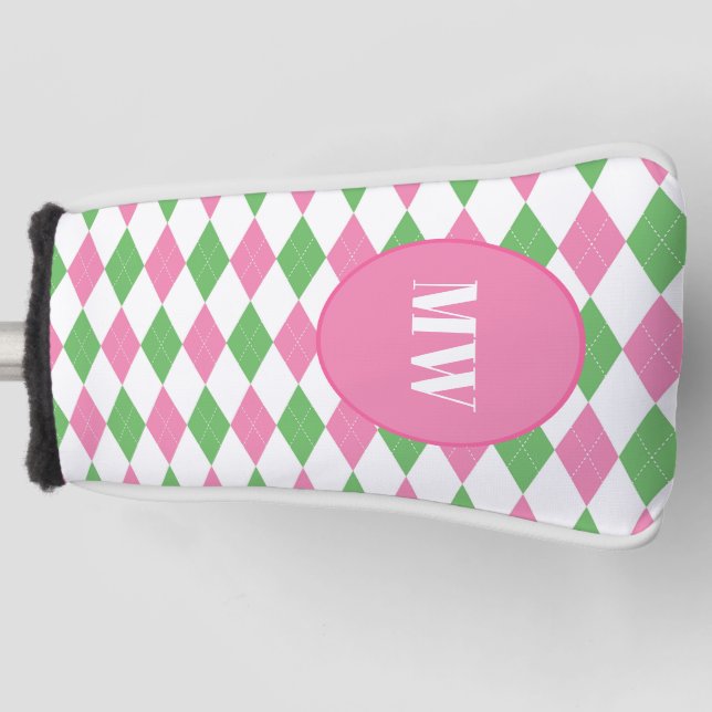 Golf Chic Argyle Monogram Putter Club Cover Golf Headcover (Vorderseite)
