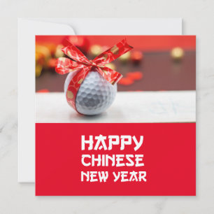 Golf Chines Neues Jahr mit Ball und Rot Glück
